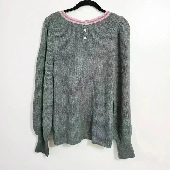 Halogen Grey Dark Heather Blouson Sleeve Sweater - Picture 6 of 9